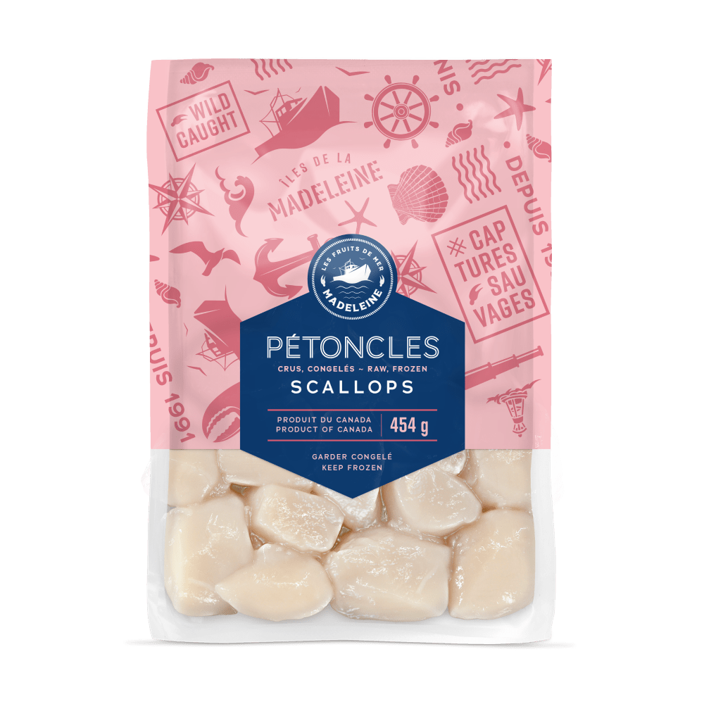Les fruits de mer de la Madeleine - Pétoncles crus congelés en sac